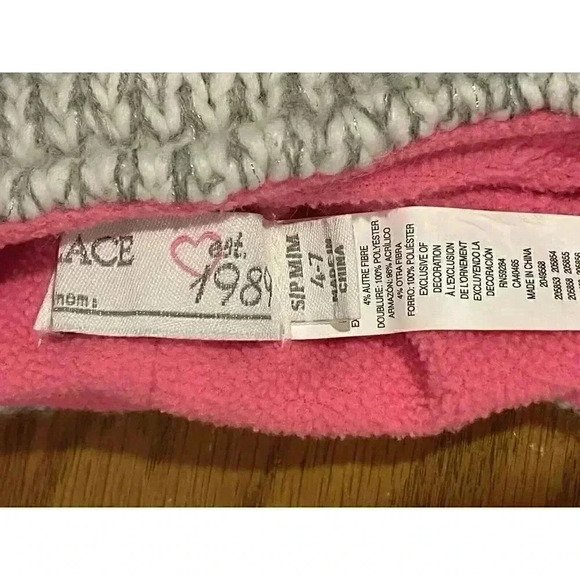 Children's Place Girls Kitty Cat Winter Hat Ages 4-7 Pink And Cream - Picture 2 of 3
